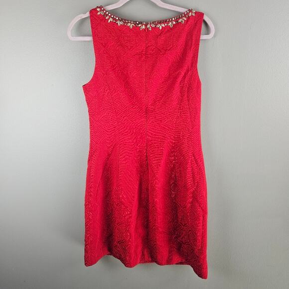 Anthropologie Moulinette Soeurs Toulouse Dress Red Gems Short Cocktail Size 10 - Picture 2 of 7